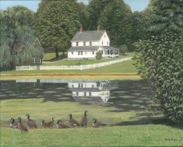 Geese at Hawley Pond - Newtown Scenes 16X20 by Rick Kuhn